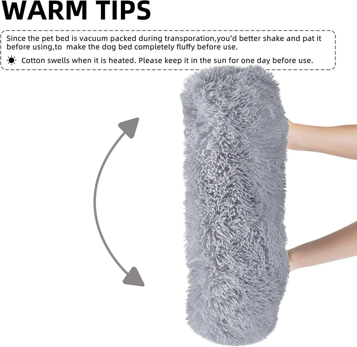 Light gray plush cat bed for indoor cats and small dogs up to 25 lbs with non-slip waterproof bottom
