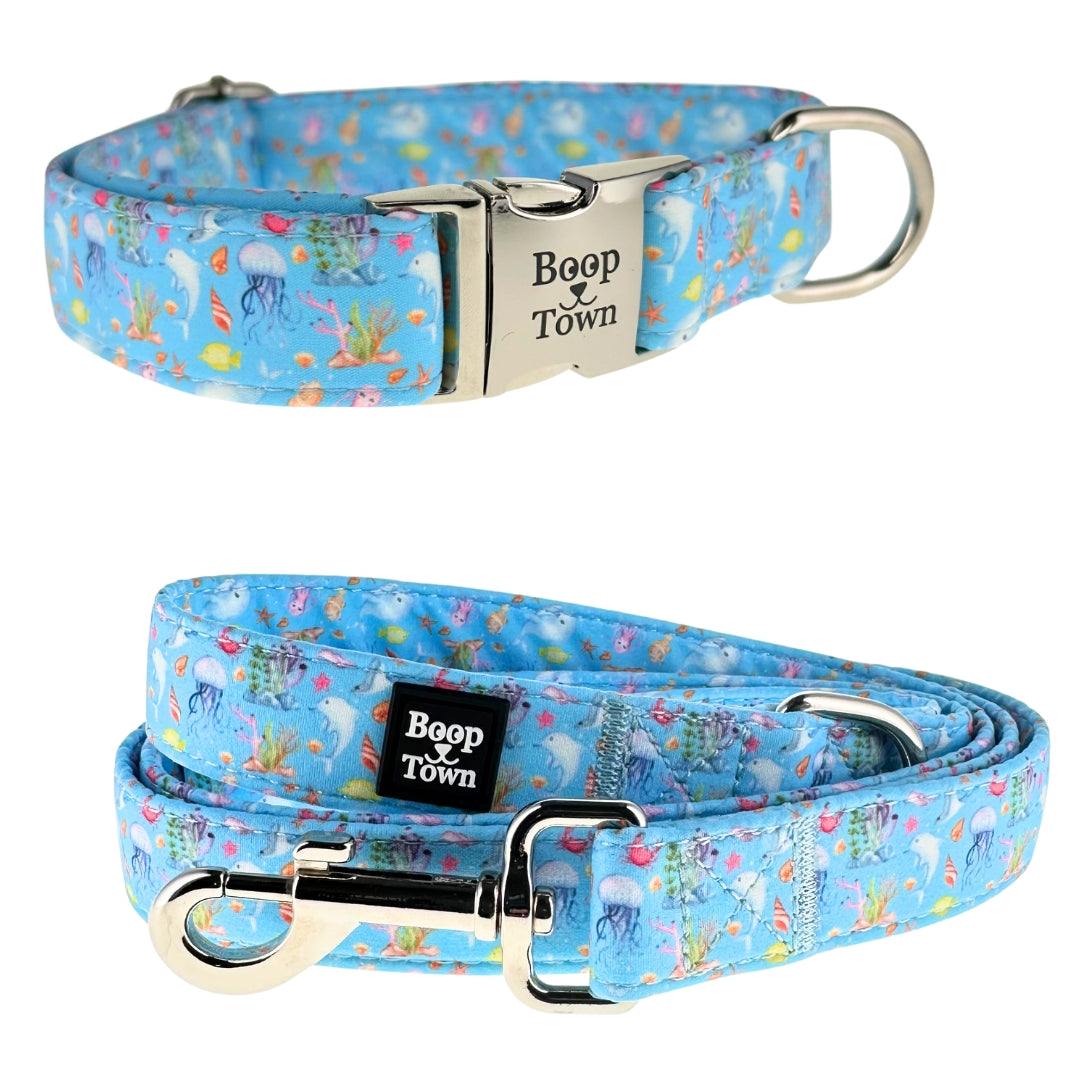 Stylish and comfortable dog collar and leash set with gold-toned hardware and adjustable fit for everyday use