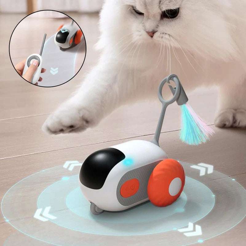 Blue remote control electric cat toy car battery powered for pet play