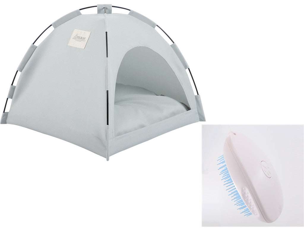 Military green cat tent cooling mat with cushion for indoor pet bed