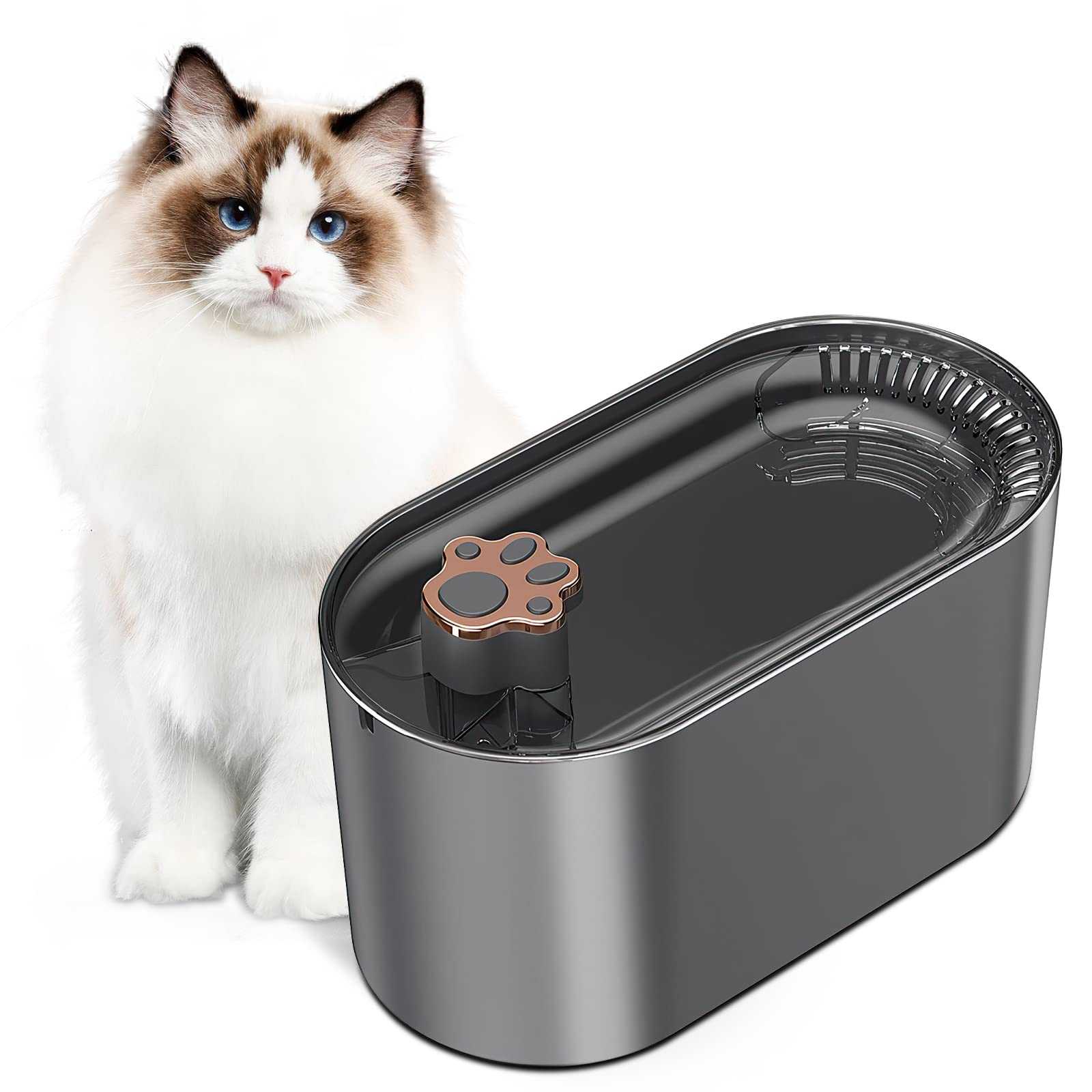 3L cat water fountain with ultra-quiet pump, LED light, and triple filtration for pets