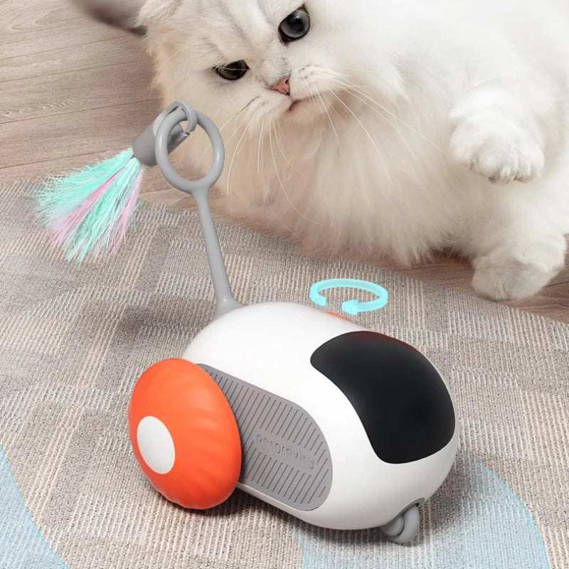 Remote control electric cat toy blue and orange sports car models with USB charging and intelligent obstacle avoidance