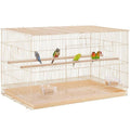 30 inch bird cage with slide-out tray and wood perches in almond color for small birds