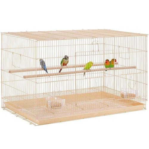 30 inch bird cage with slide-out tray and wood perches in almond color for small birds