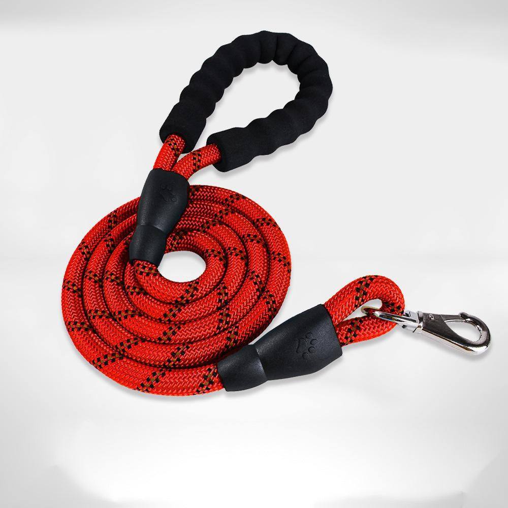 Medium and large nylon dog collars in various colors including black, red, and camouflage for pet supplies