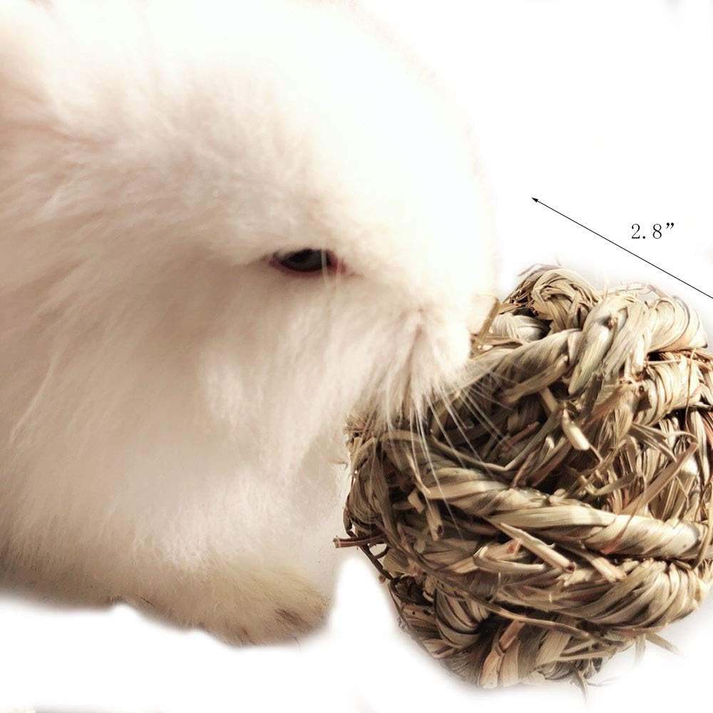 Timothy Grass Chew Ball made from 100% natural timothy grass for small pets like rabbits, hamsters, and guinea pigs to roll, chew, and play.