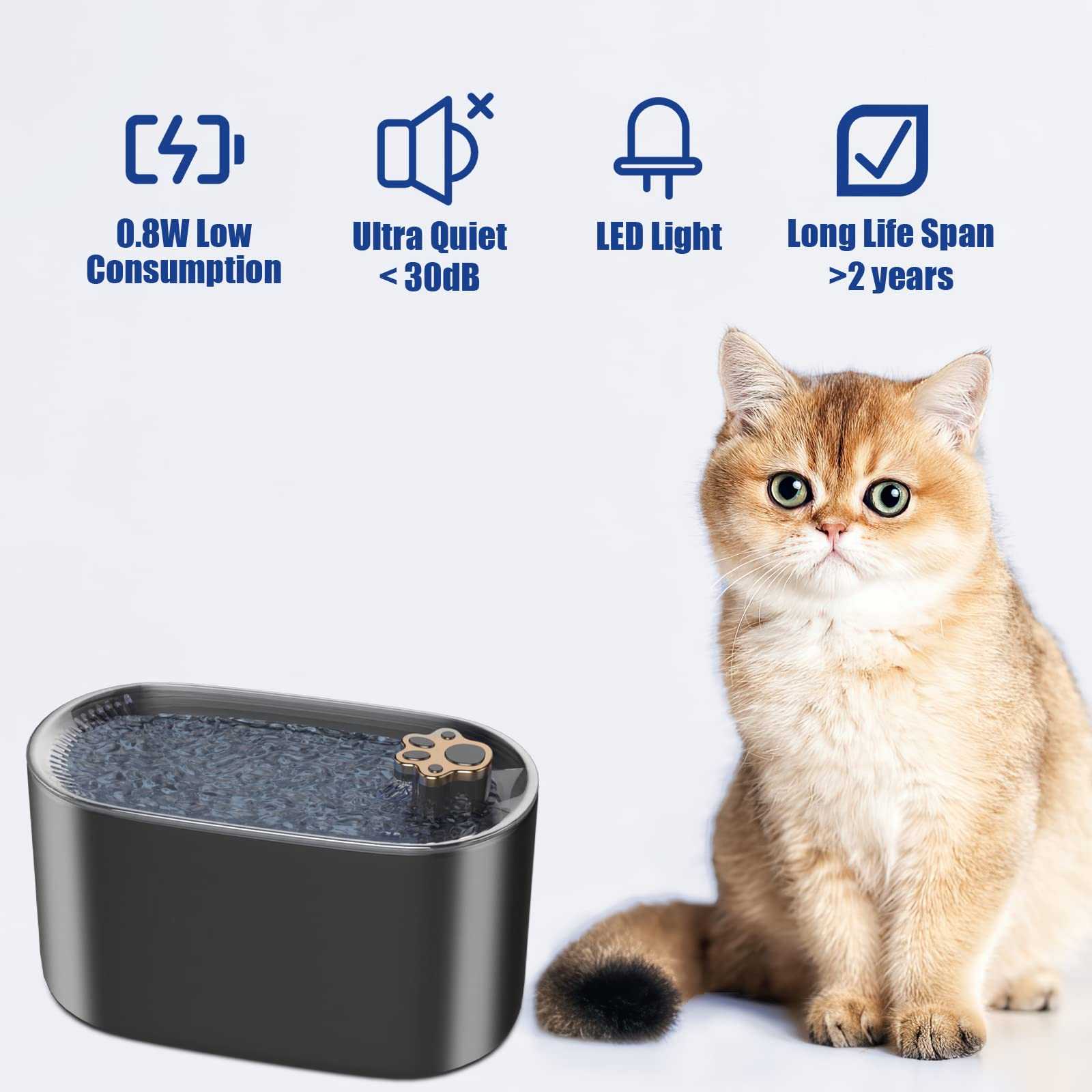 3L cat water fountain automatic pet water dispenser with ultra-quiet pump and LED light indicator
