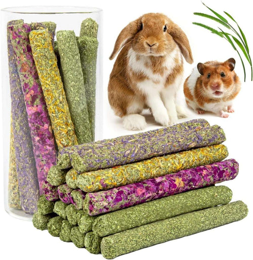 32pcs natural timothy hay sticks for rabbits and small pets teeth chewing and treats