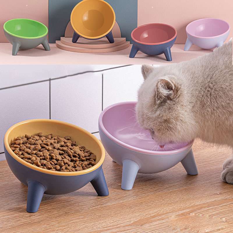 Pet feeding food bowl with 15° tilt and stable stand for cats, dogs, and rabbits in Nordic colors