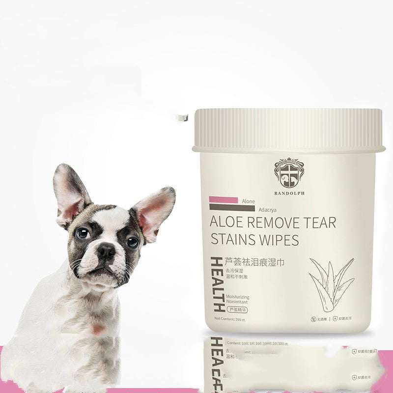 Wet wipes for dogs in a container with aloe essence and non-woven fabric for pet cleaning