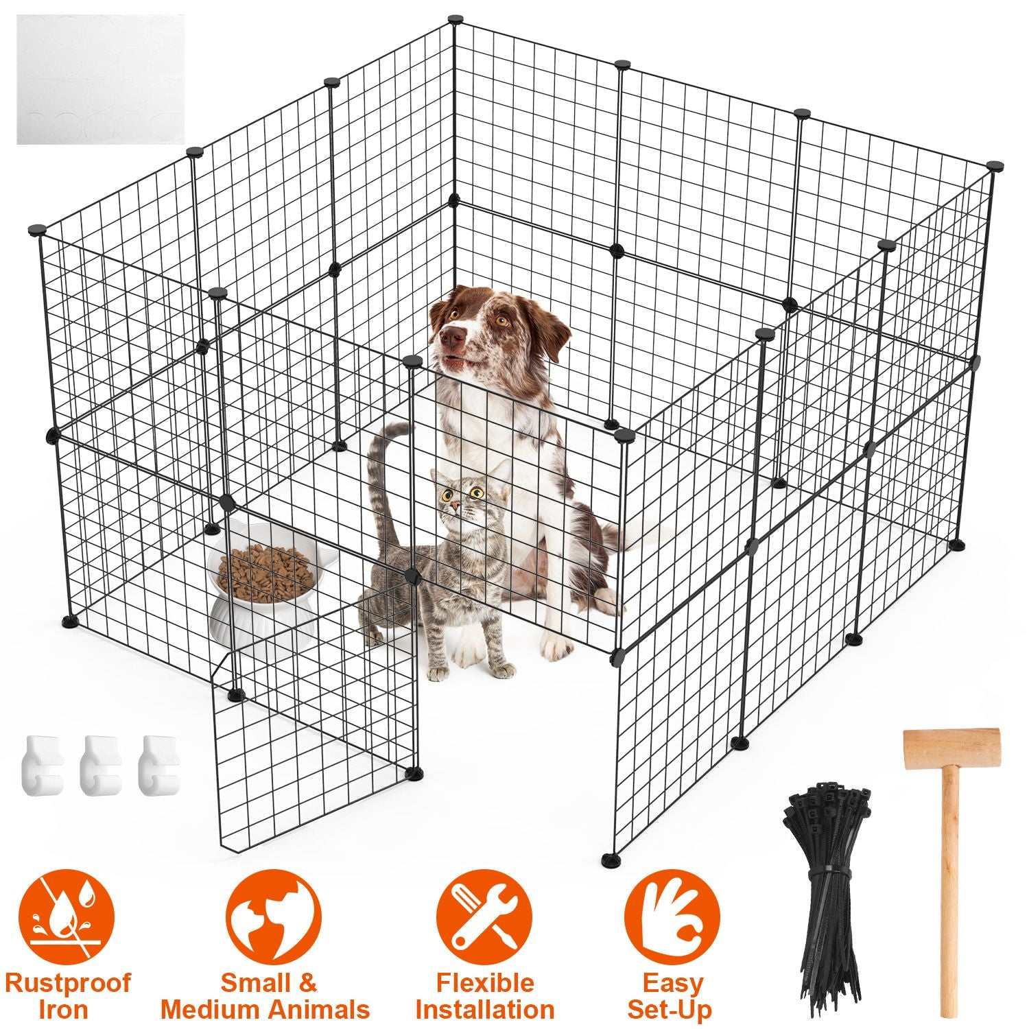 Small Animal Playpen metal wire fence with door for puppies kittens and small pets indoor outdoor use