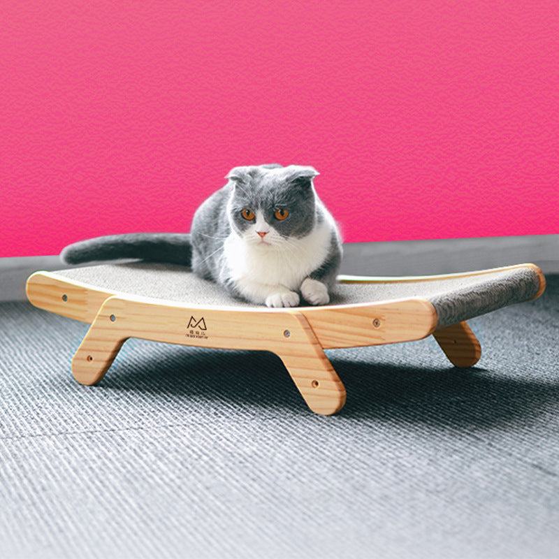 Deformation cat bed made of vertical corrugated paper with replaceable core and adjustable angles for scratching and resting