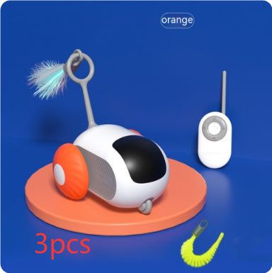 Blue remote control electric cat toy car with USB charging and obstacle avoidance system