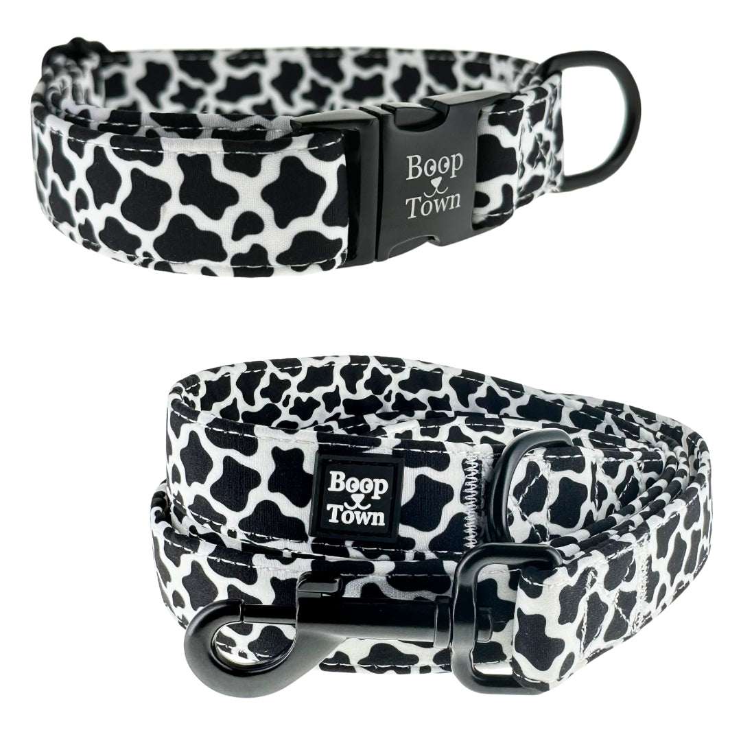 Dog collar and leash sets with soft cotton fabric and gold-toned hardware for comfort and style