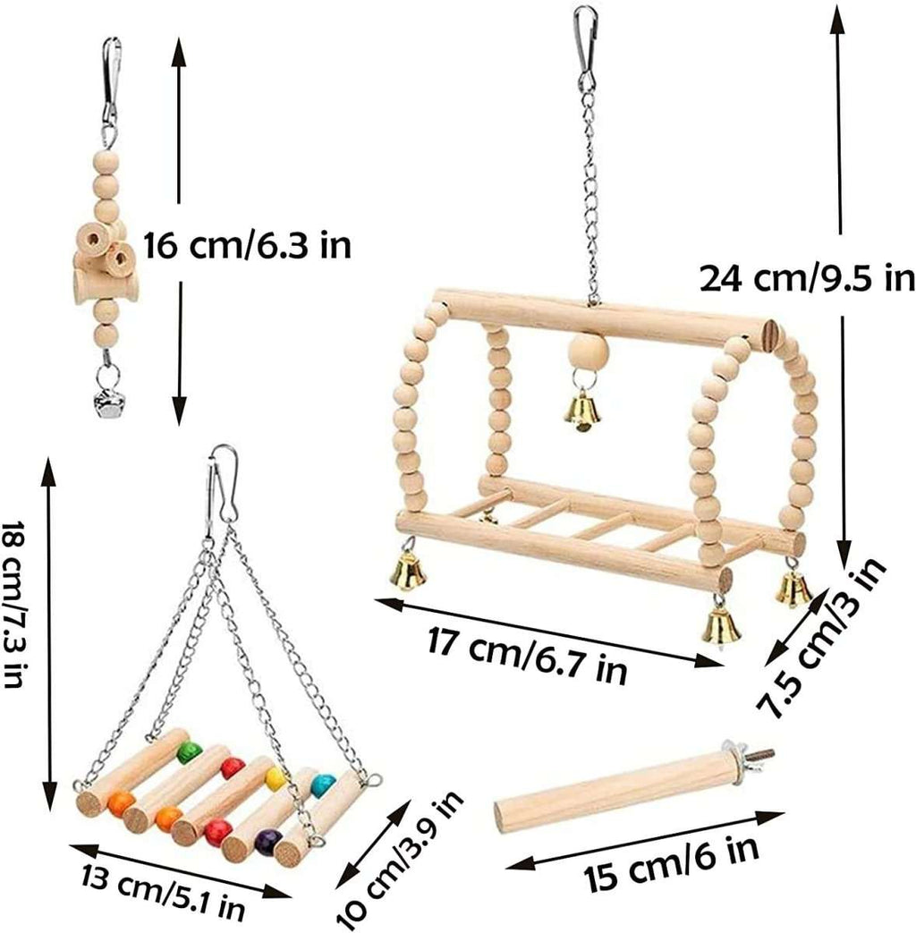 8 pack bird toys for cage accessories including perch, ladder, hammock, swings, and chew toys for small to medium birds