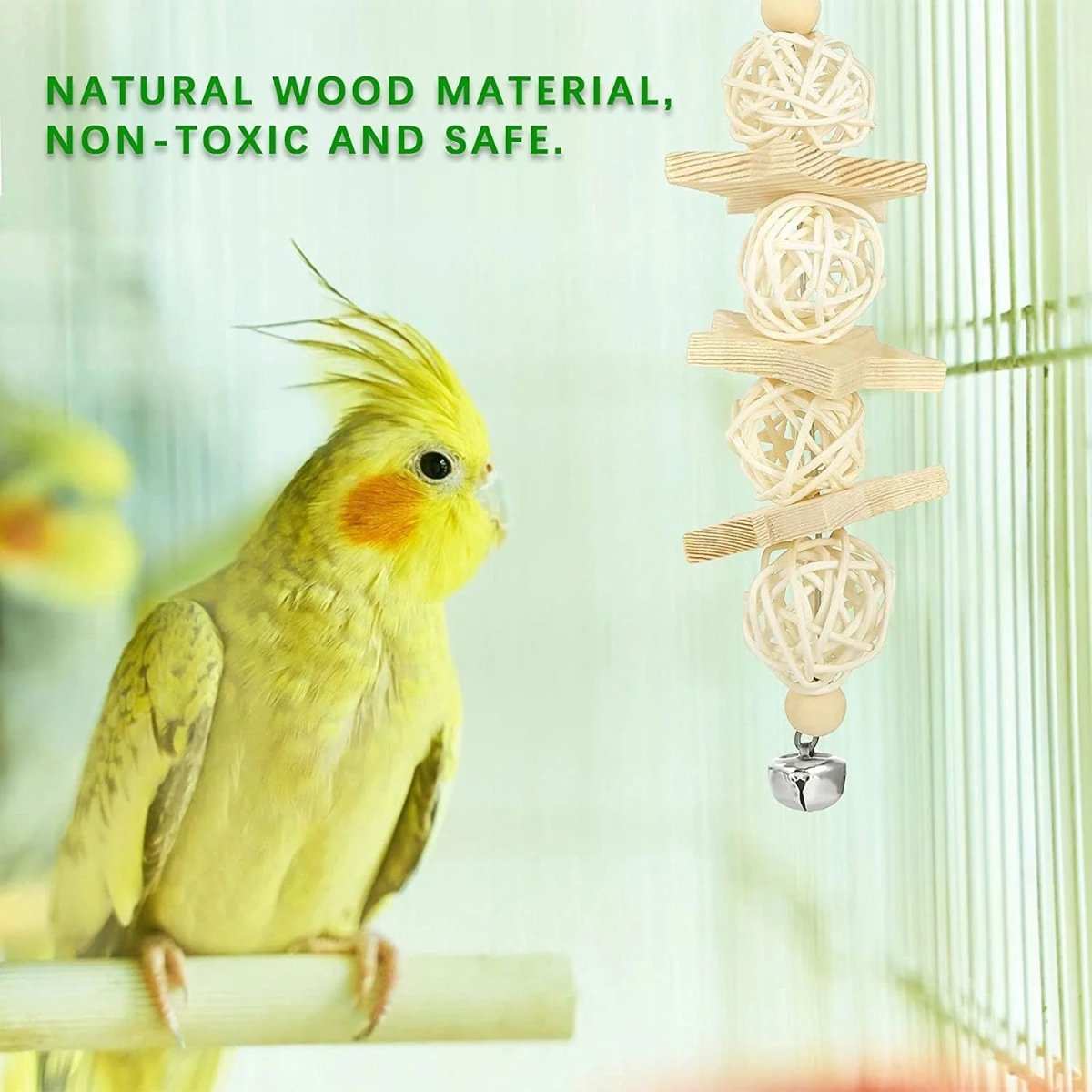 8 pack bird toys for cage accessories with perch, ladder, hammock, swings, and chew toys for small to medium birds