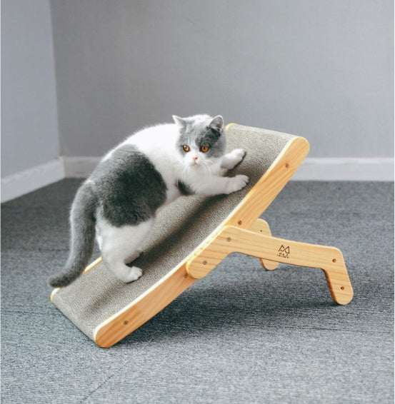 Deformation Cat Bed made of corrugated paper and pine with adjustable angles for scratching and resting