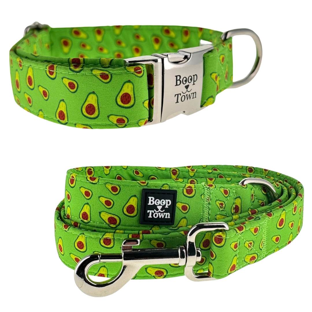 Dog collar and leash sets with soft cotton fabric and gold-toned hardware for comfort and style