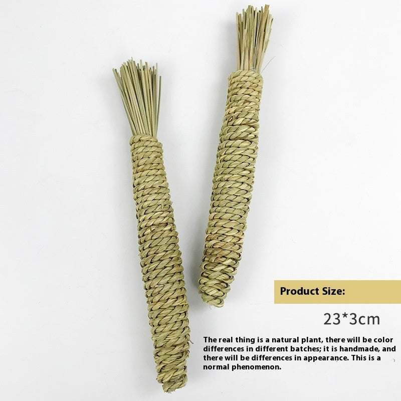 Pet hand woven water grass carrot toy for small pet teeth grinding and dental health