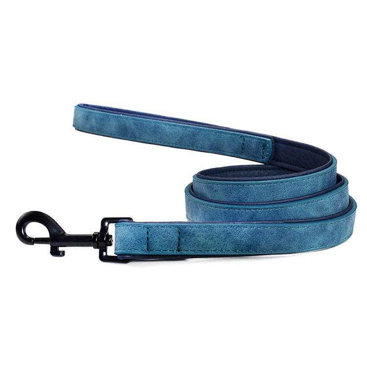 Blue and purple pull-resistant leather pet dog leash in different sizes