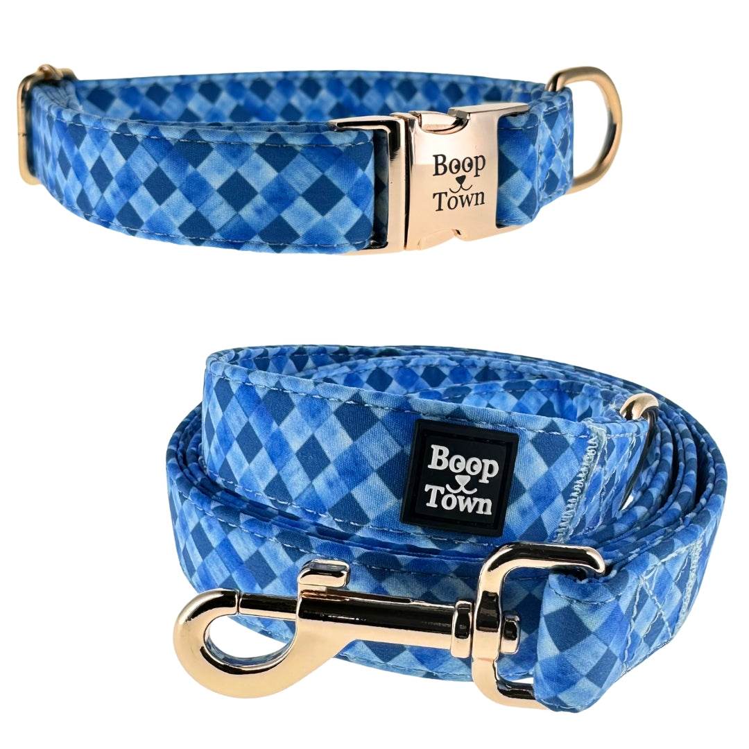 Stylish and comfortable dog collar and leash sets with gold-toned hardware and adjustable fit for everyday use