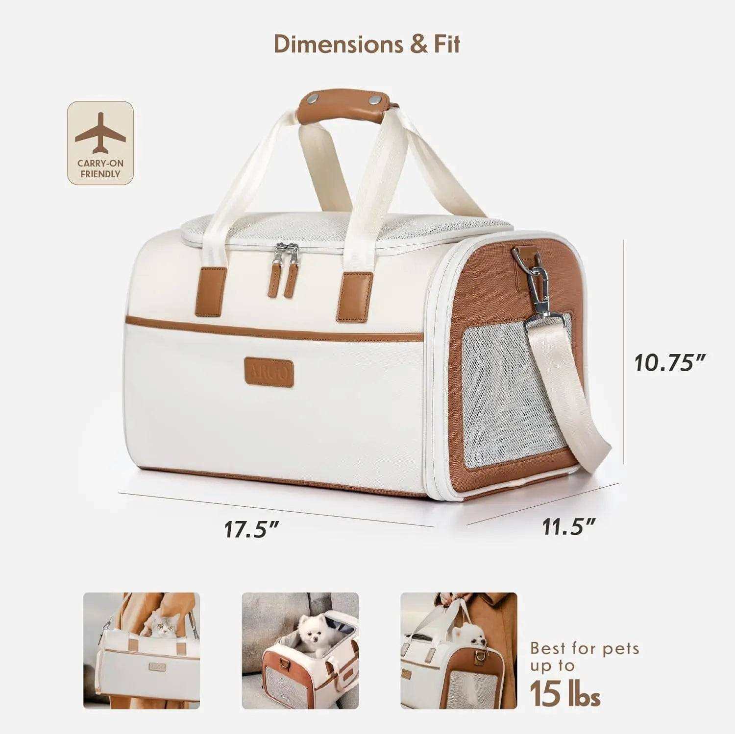 Argo Pawsport airline-approved soft-sided pet carrier with breathable mesh and trolley strap