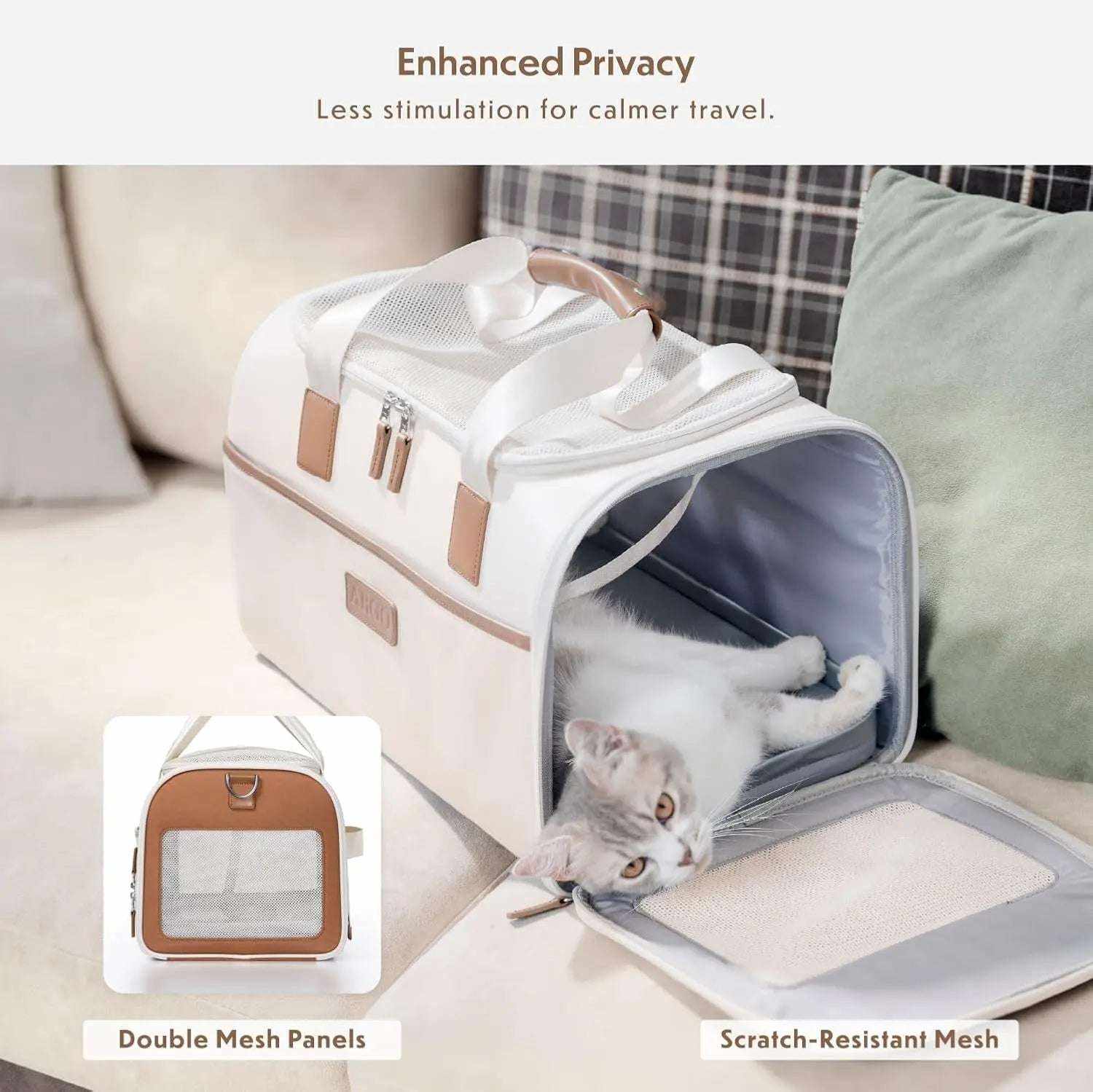 Argo Pawsport Pet Carrier airline approved soft-sided travel bag with mesh ventilation and trolley strap