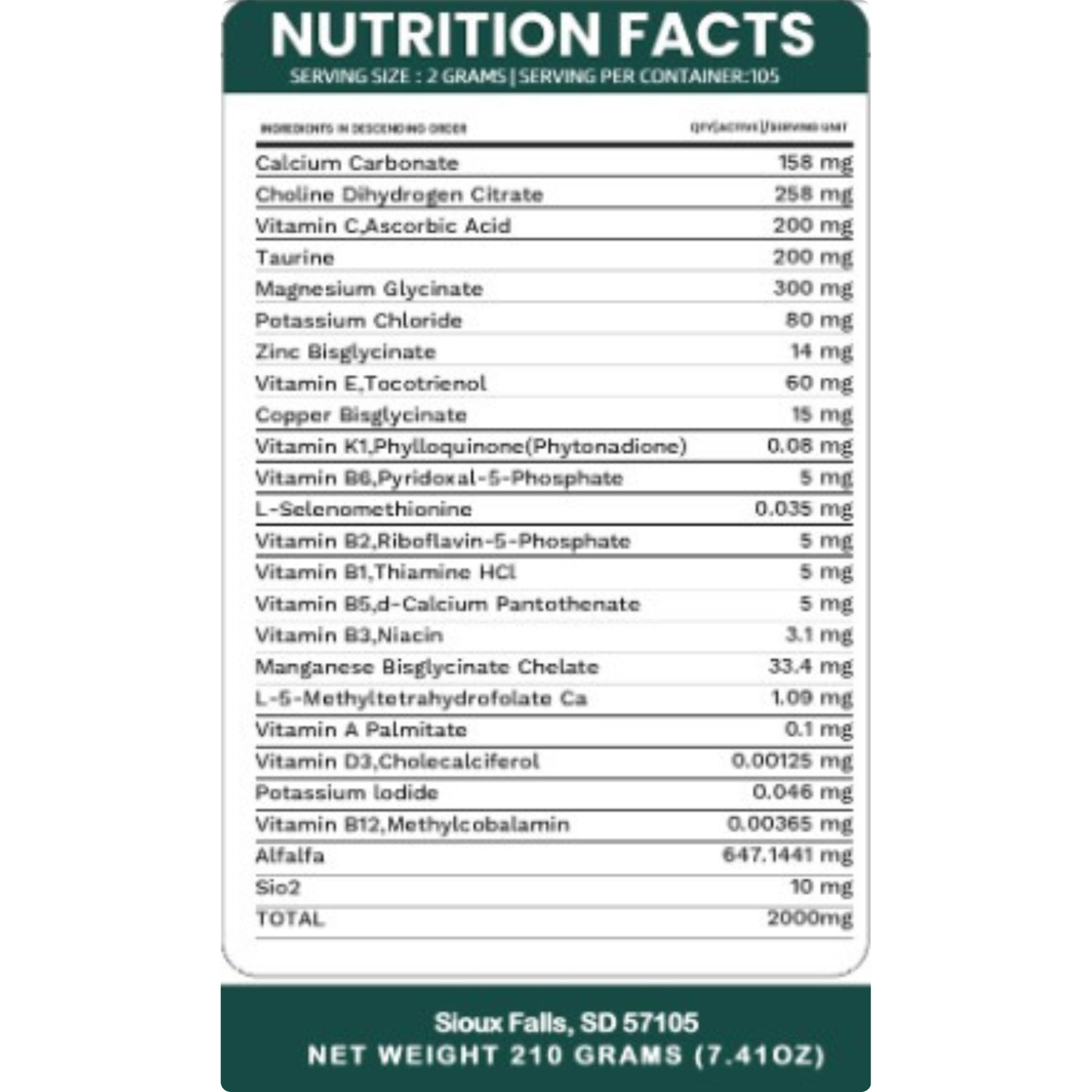 Pet's Daily Wellness Formula multivitamin powder for dogs and cats with pork and beef allergies, glandular-free supplement with calcium carbonate and essential nutrients