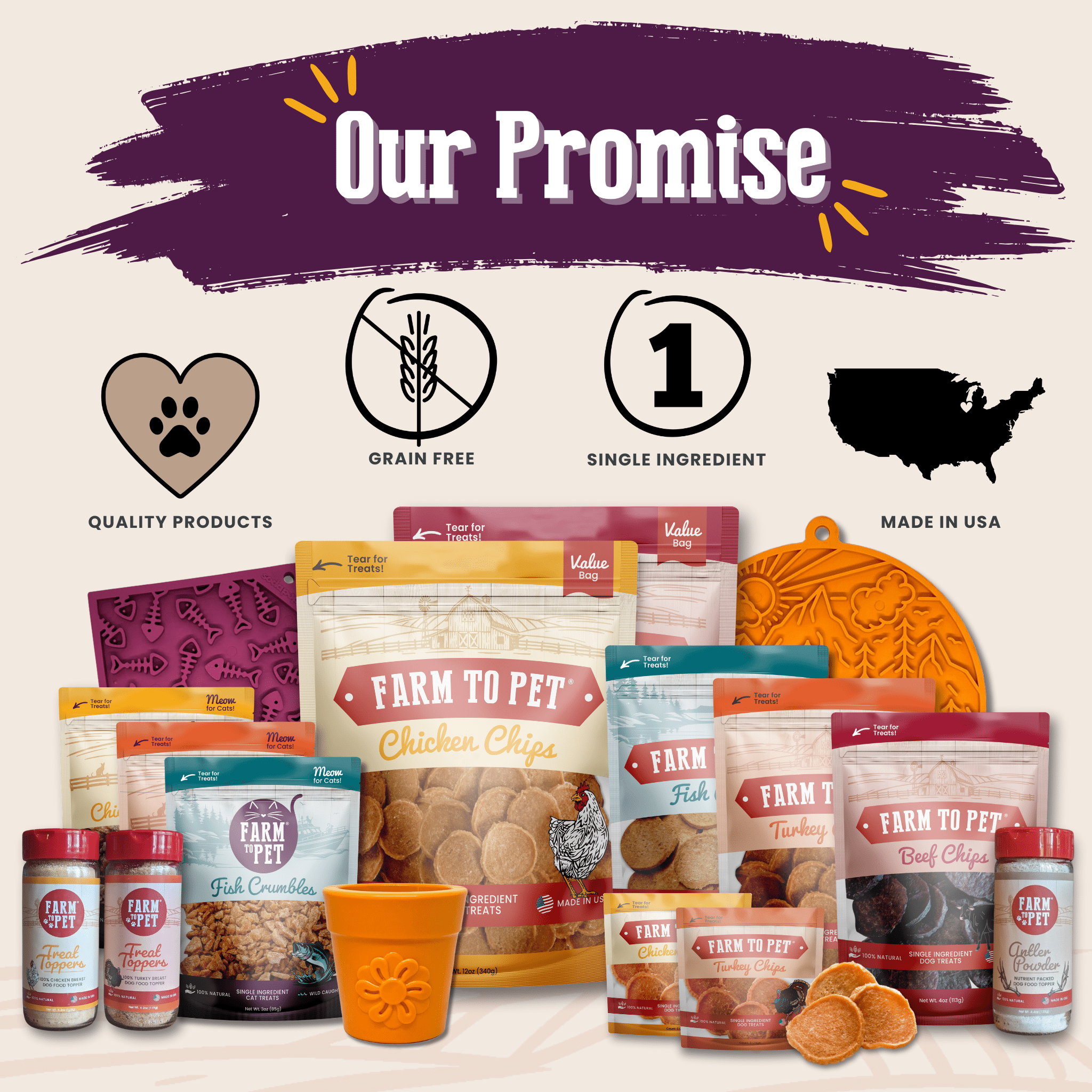 Farm to Pet Beef Crumbles cat treats made with high-protein, grain-free human-grade beef for healthy cats
