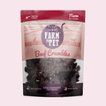 Farm to Pet Beef Crumbles grain-free high-protein cat treats made with human-grade beef round