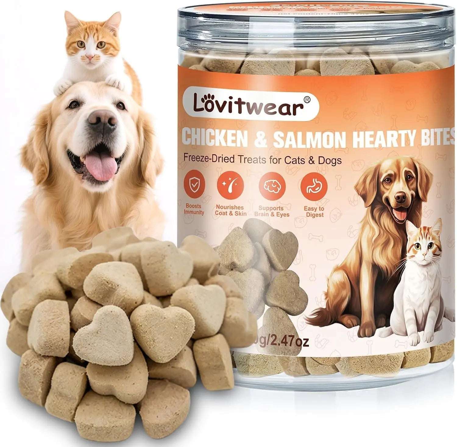 Freeze Dried Dog Cat Treats - 98% Meat & Grain Free