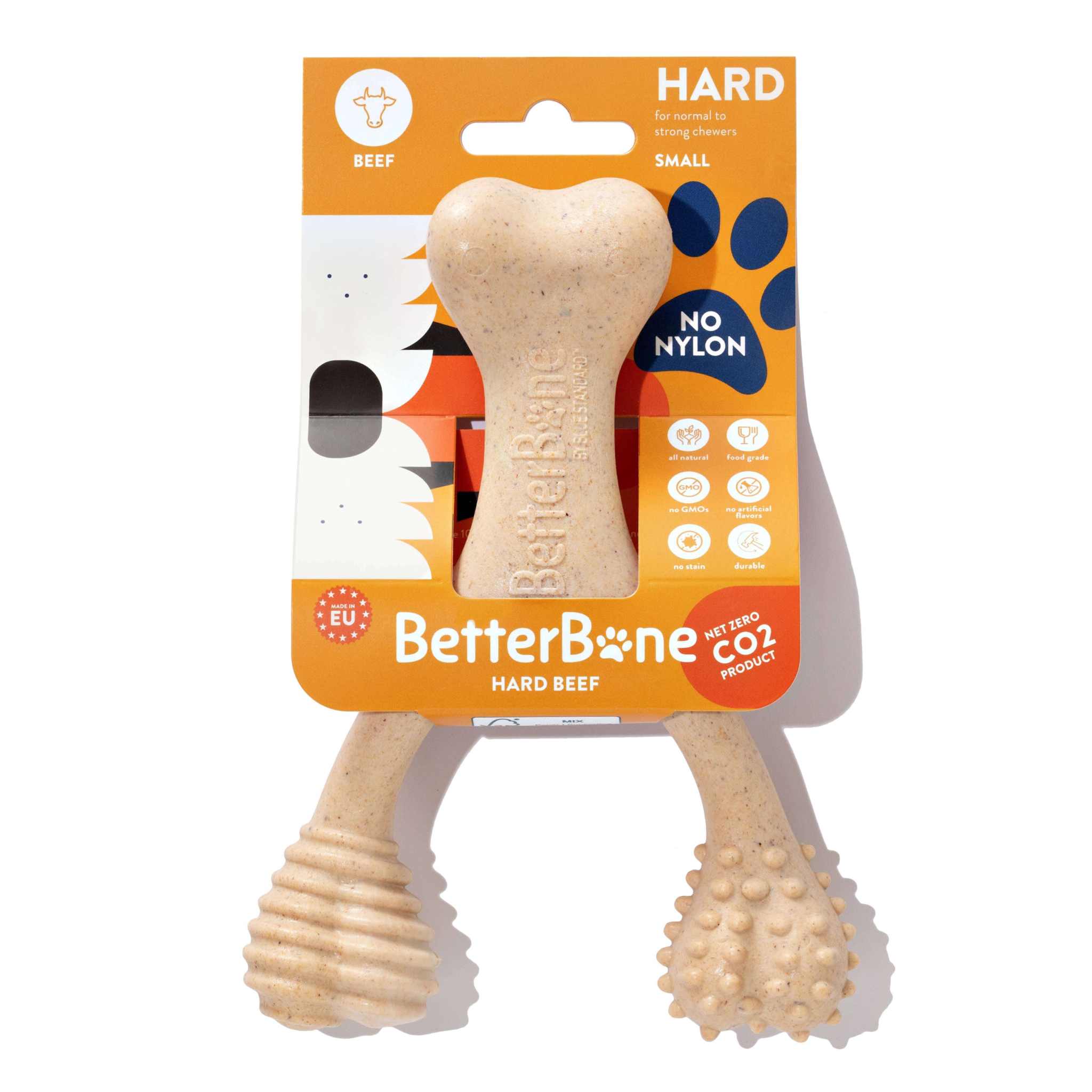 Dog toy with bone shape, natural beige color, for strong chewers