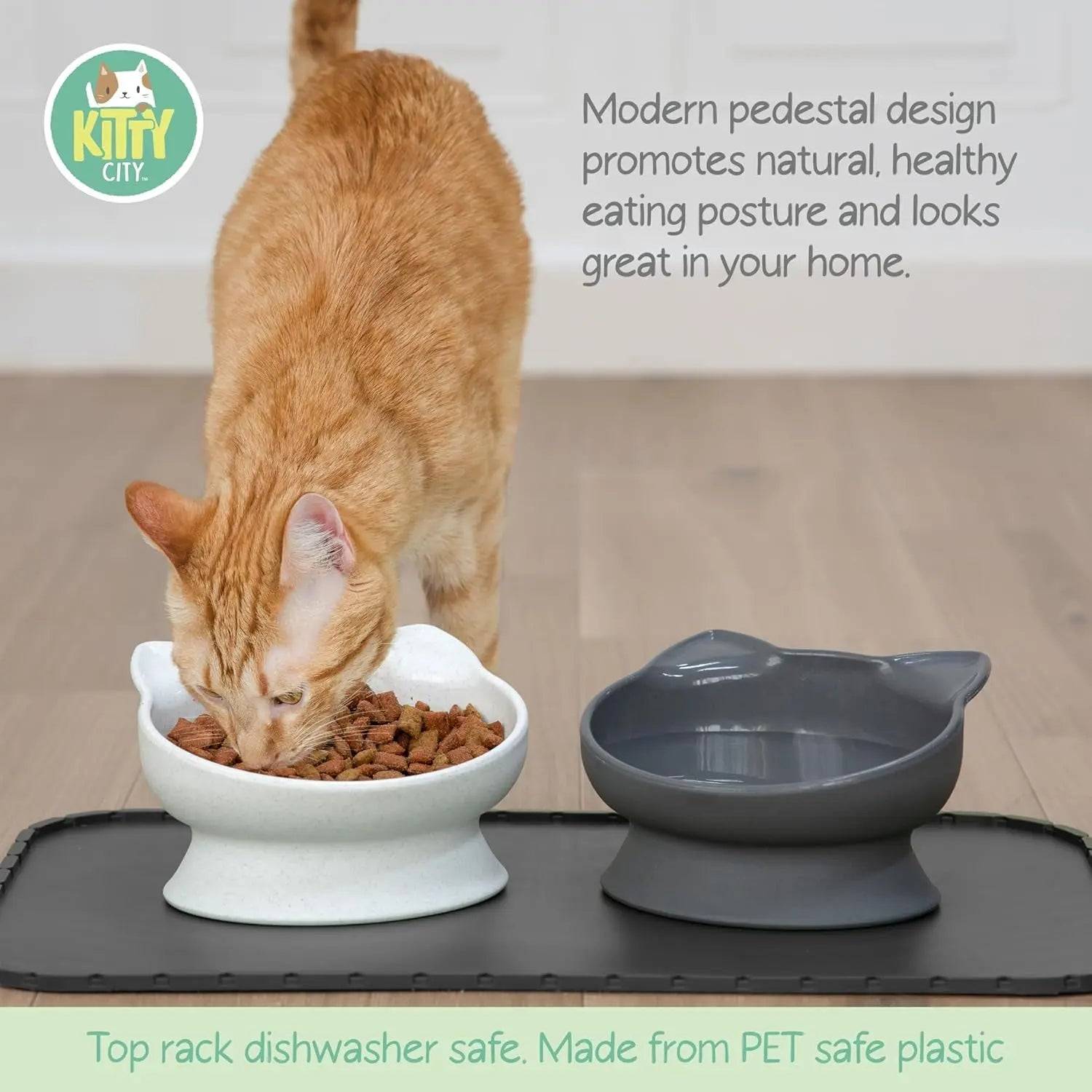 Kitty City Elevated Cat Bowls Set for Comfortable Feeding
