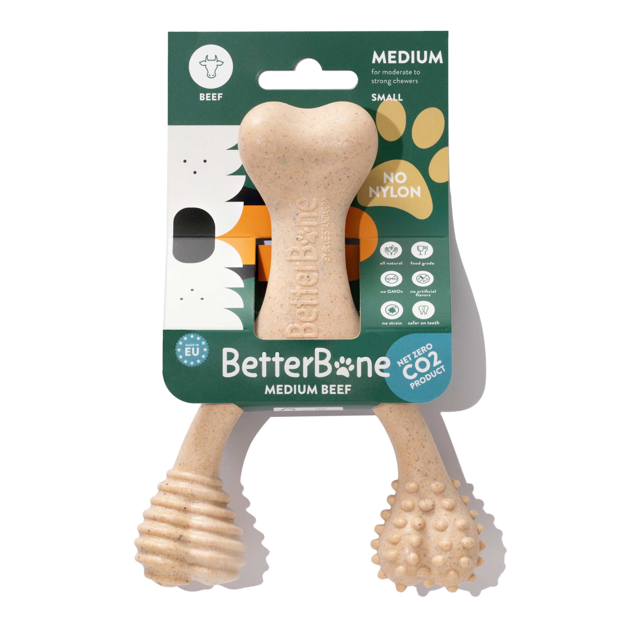 BetterBone MEDIUM Durability eco-friendly plant-based dog chew toy with dental cleaning ridges