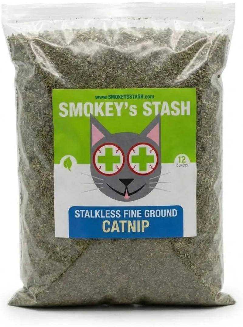 Smokey's Stash Premium Catnip 6oz and 12oz stalkless organic catnip bags