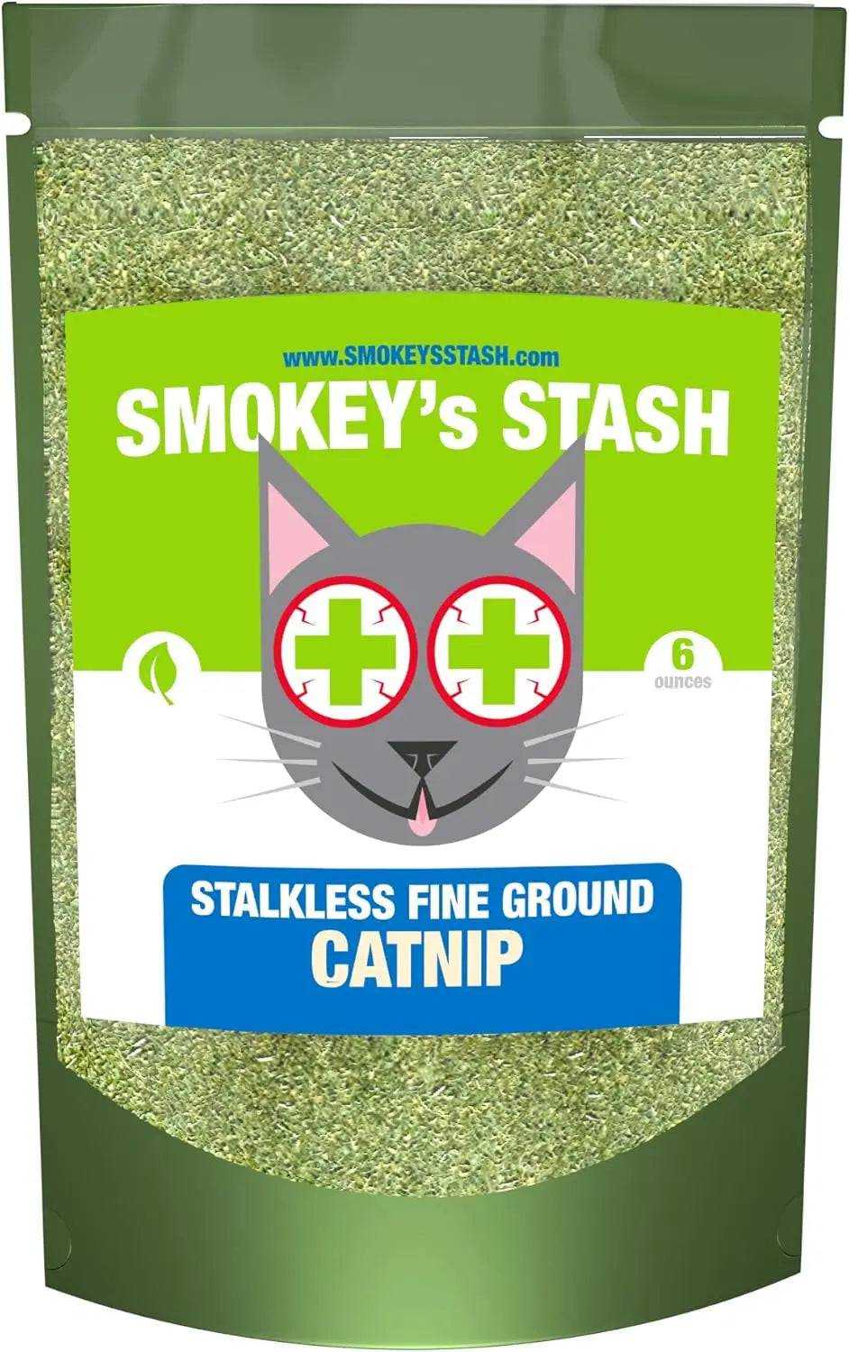 Smokey's Stash Premium Catnip 6oz and 12oz resealable bags organic stalkless catnip for cats