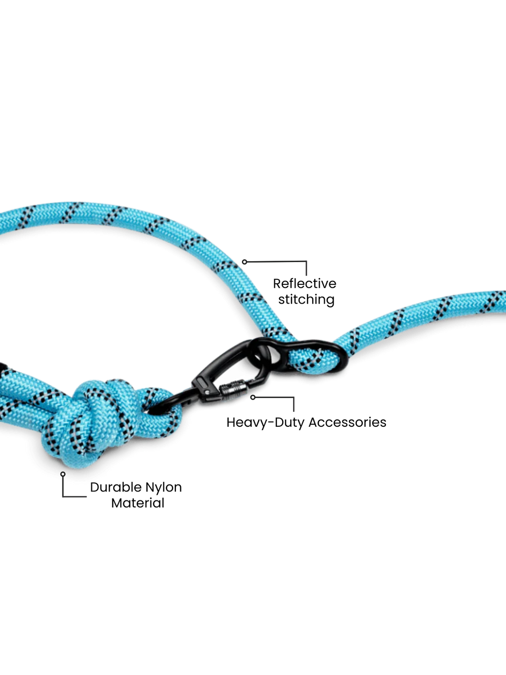 Aqua blue running hands-free dog leash with reflective detailing and adjustable middle ring