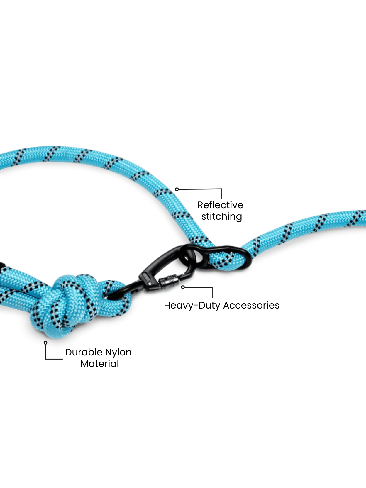Aqua blue running hands-free dog leash with reflective detailing and adjustable middle ring