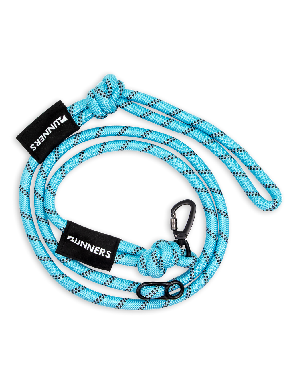 Aqua Blue Running Hands-Free Dog Leash with reflective detailing and adjustable middle ring for active dogs