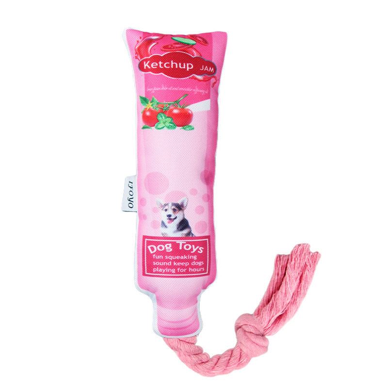 Plush dog chew toy in various colors designed for sound casting to relieve stress and grind teeth