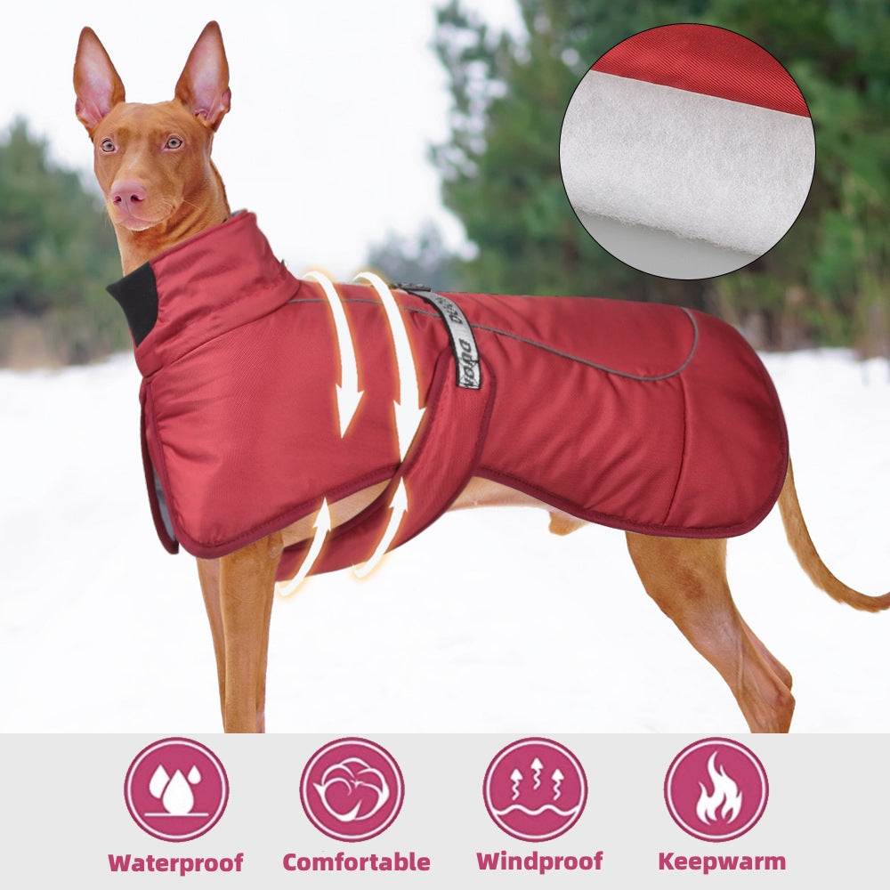 Thickened warm dog cloak style clothes with reflective safety features and adjustable fit
