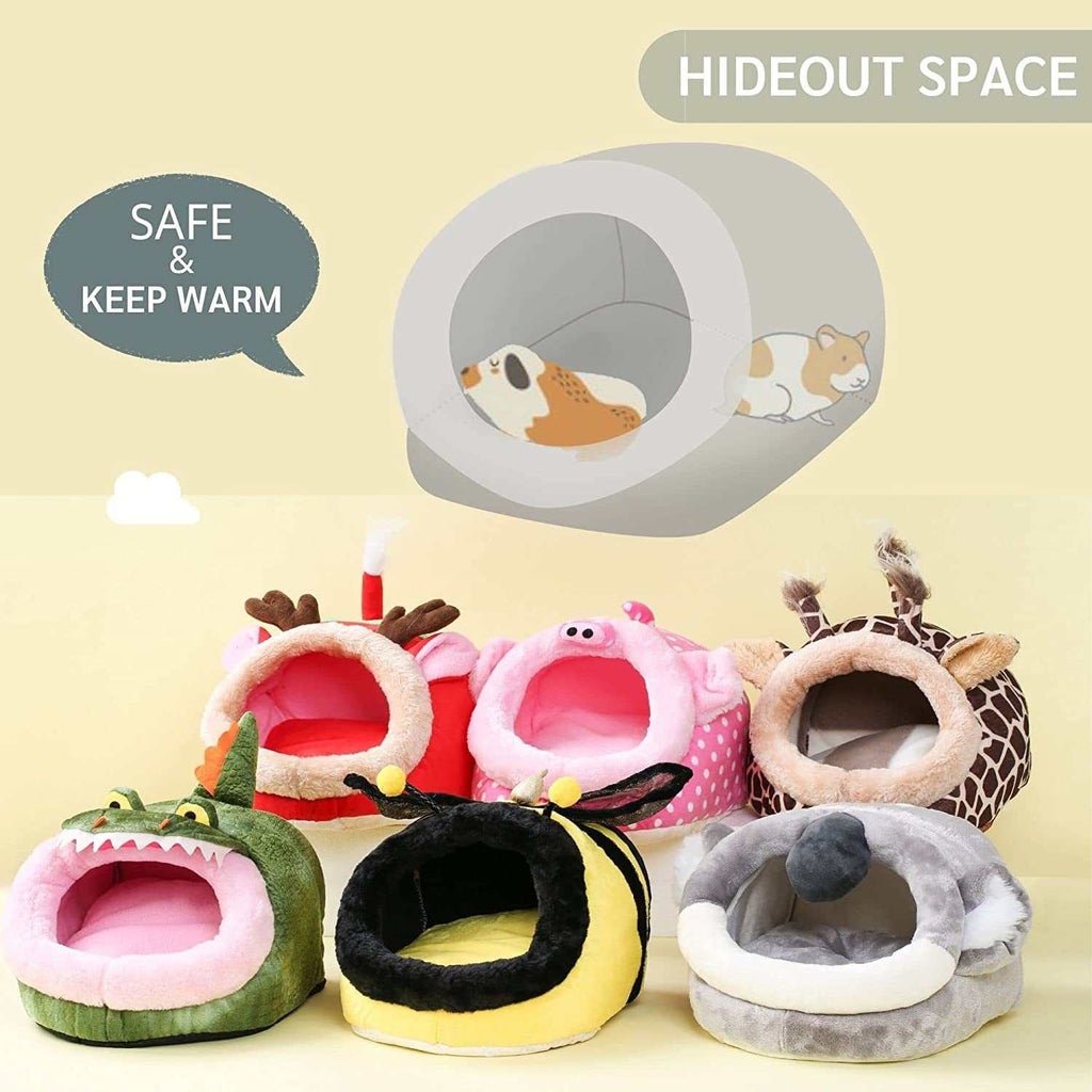 Soft small animal house cage bed with removable cushion and hideout design for guinea pigs and similar pets