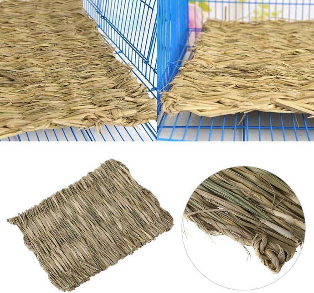 12 hand-woven natural grass mats for small pets' chew, nap, and cage comfort