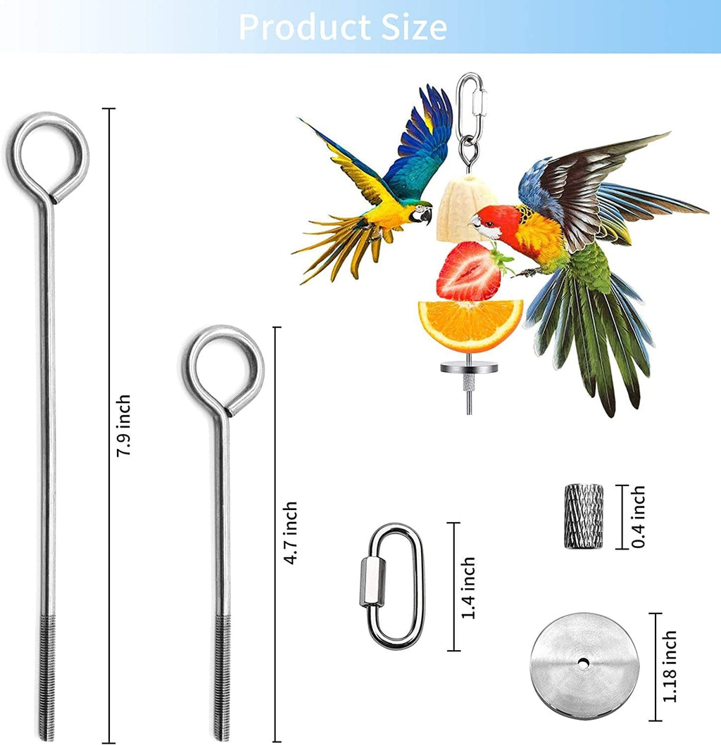 3Pcs stainless steel bird food holder with hanging hook and screws for small bird cages