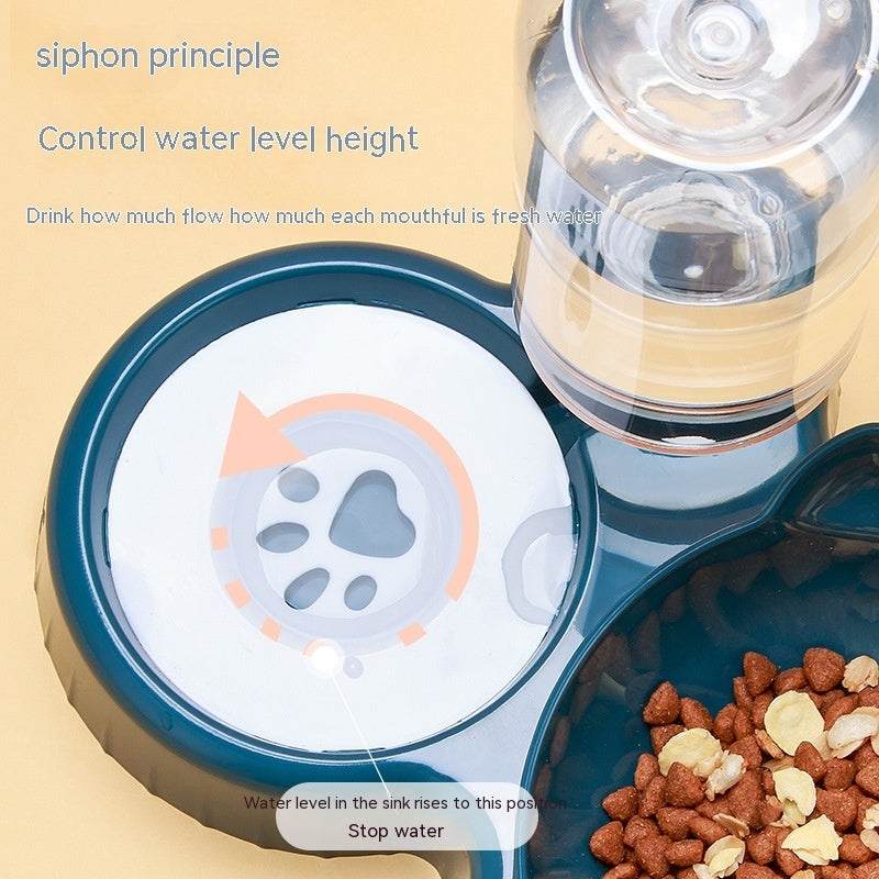 Plastic double bowl anti-roll pet feeder for cats in multiple colors