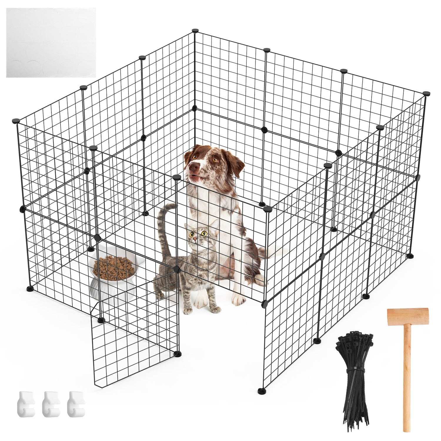 Small animal playpen metal wire fence with door for indoor and outdoor use