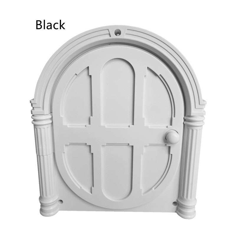 Home simple can control pet door for cats and dogs in white, black, and brown plastic design