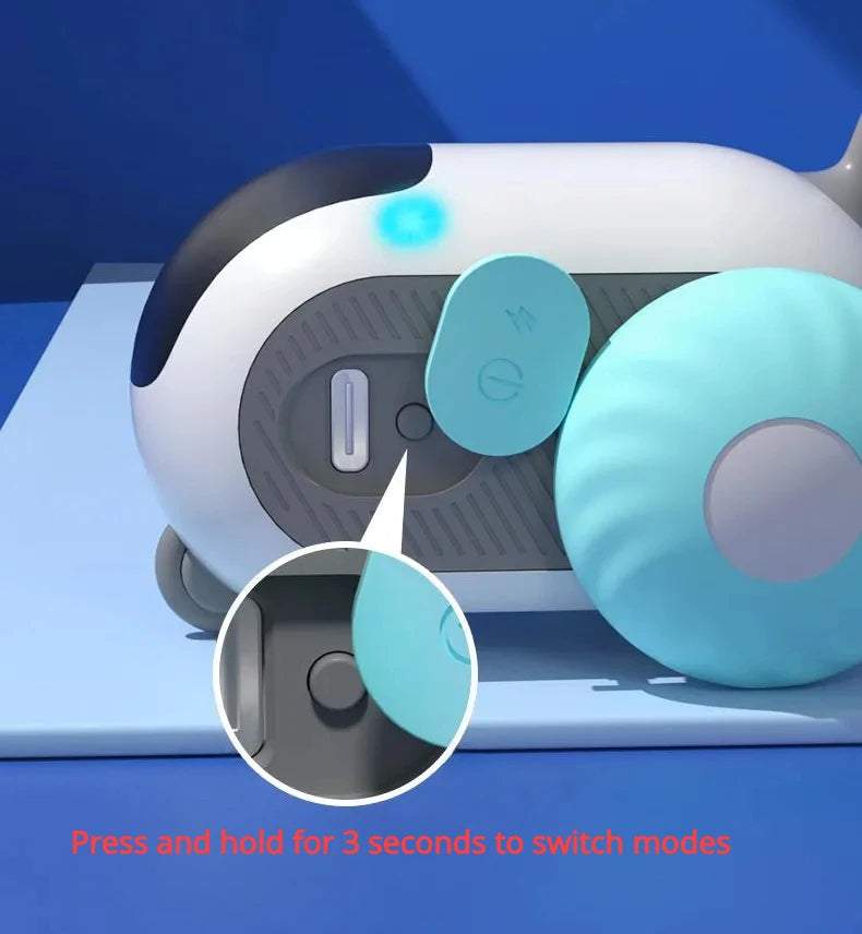Blue remote control electric cat toy car with USB charging and interactive features