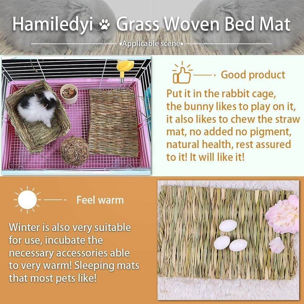 Set of 12 handwoven natural grass mats for small pets' chewing, lounging, and protection