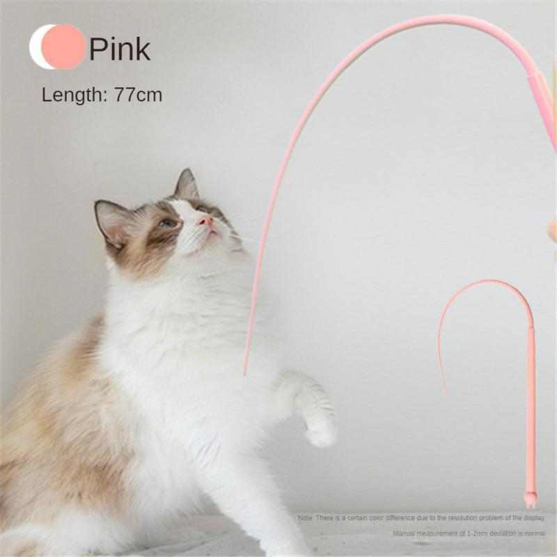 Silicone simulated mouse tail cat teaser toy with cat head design and soft interactive tail